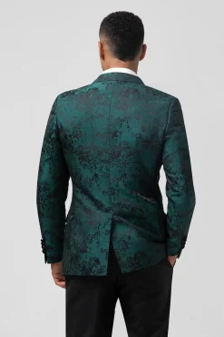Dark Green Peak Lapel 2 Pieces Double Breasted Men's Suits
