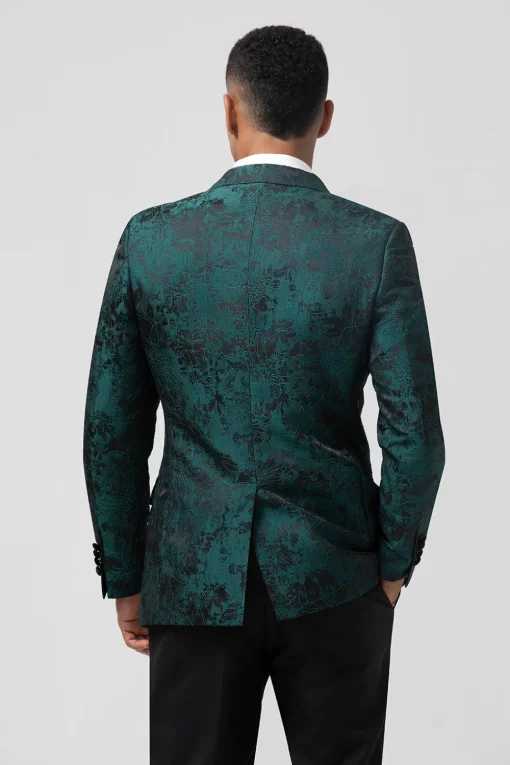 Dark Green Peak Lapel 2 Pieces Double Breasted Men's Suits