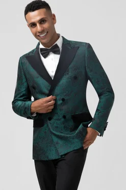 Dark Green Peak Lapel 2 Pieces Double Breasted Men's Suits