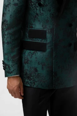Dark Green Peak Lapel 2 Pieces Double Breasted Men's Suits
