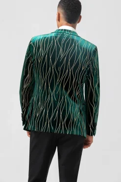 Dark Green Peak Lapel One Button Men's Blazer
