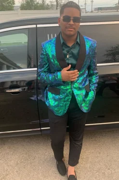 Dark Green Shawl Lapel 2 Piece Men's Prom Suits