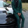 Dark Green Single Breasted Shawl Lapel 2 Pieces Men Prom Suits