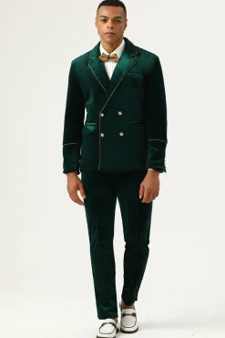 Dark Green Velvet 2 Piece Men's Prom Suits
