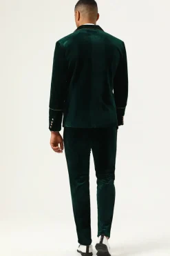 Dark Green Velvet 2 Piece Men's Prom Suits