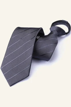 Dark Grey Striped Men's Tie For Party