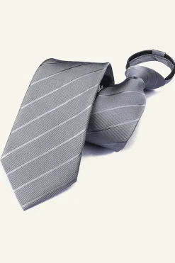 Dark Grey Striped Men's Tie For Party