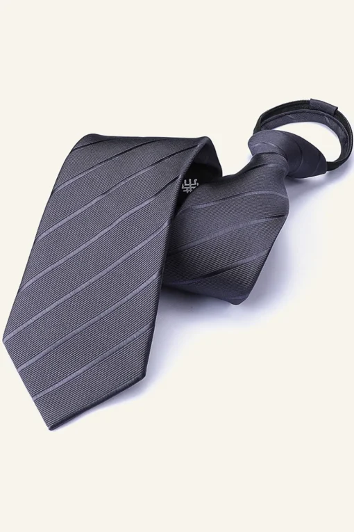 Dark Grey Striped Men's Tie For Party