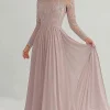 Elegant A Line Long Sleeve Mother of Bride Dress with Lace