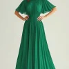 Elegant Dark Green A Line Ruched Mother Of Bride Dress