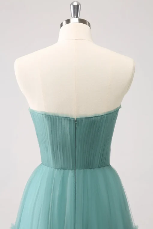 Eucalyptus Strapless Corset Tulle A-Line Bridesmaid Dress