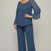 Floral Appliques Dark Blue Tulle Long Sleeves Mother of the Bride Outfits