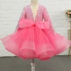 Fuchsia Tulle Sequins Flower Girl Dress