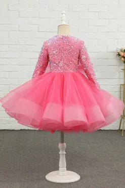Fuchsia Tulle Sequins Flower Girl Dress