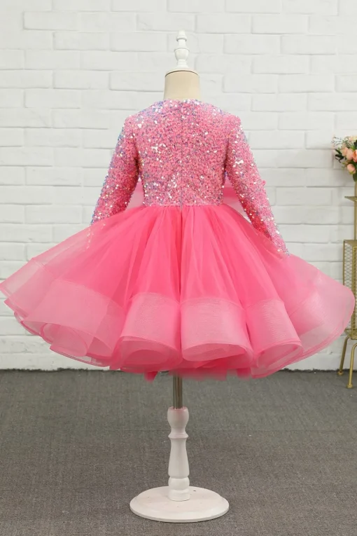 Fuchsia Tulle Sequins Flower Girl Dress