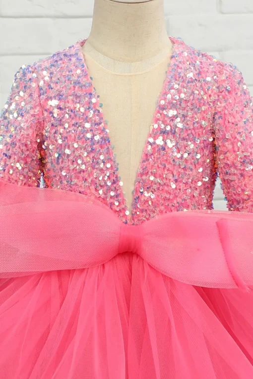 Fuchsia Tulle Sequins Flower Girl Dress