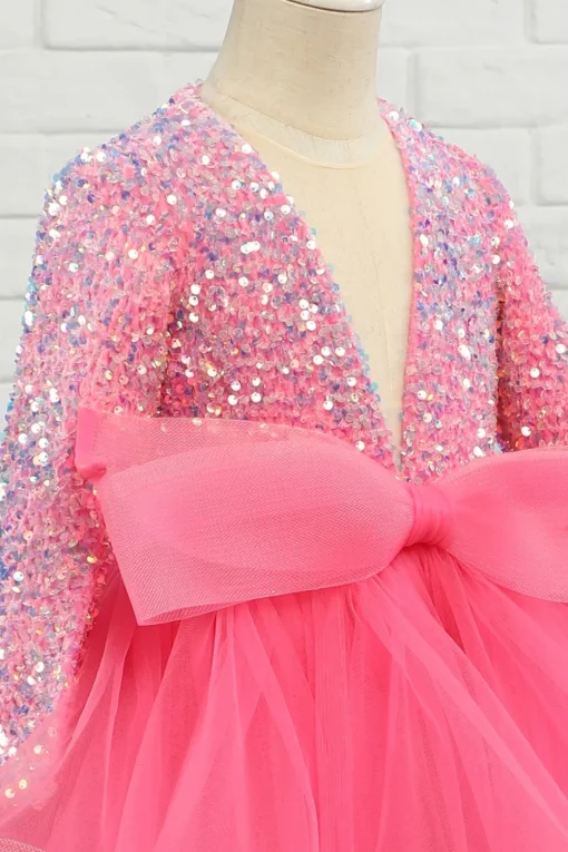 Fuchsia Tulle Sequins Flower Girl Dress