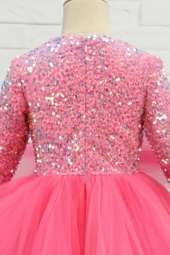 Fuchsia Tulle Sequins Flower Girl Dress