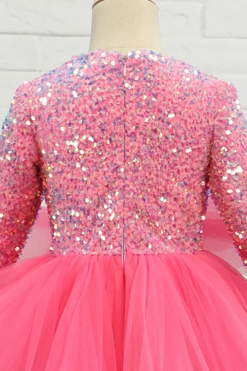 Fuchsia Tulle Sequins Flower Girl Dress