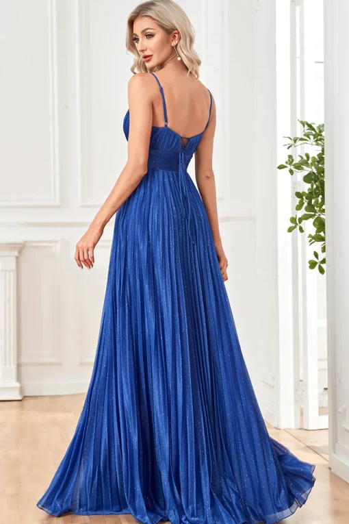 Glitter A-Line Dark Blue Prom Dress