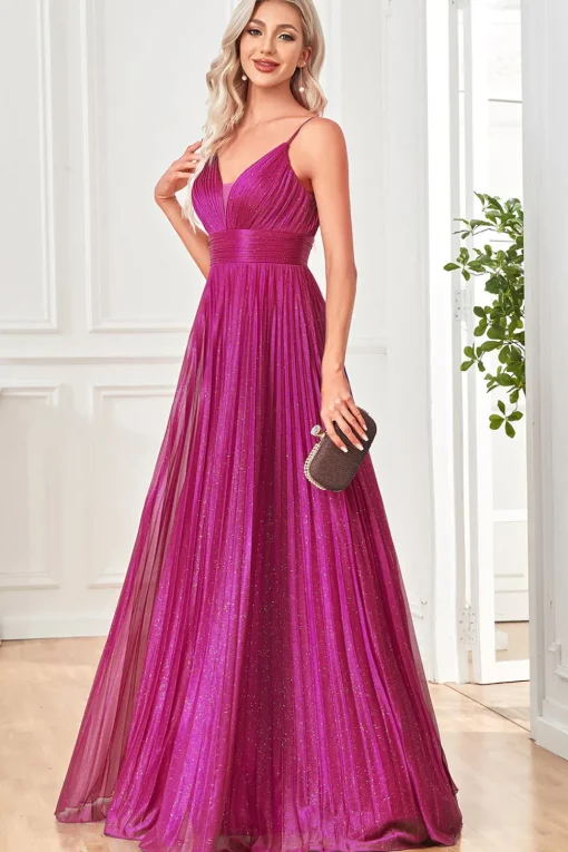 Glitter A-Line Dark Blue Prom Dress