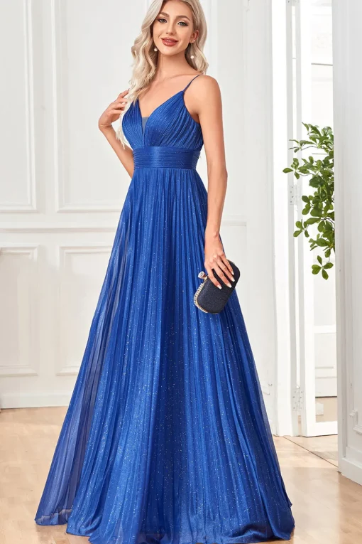 Glitter A-Line Dark Blue Prom Dress