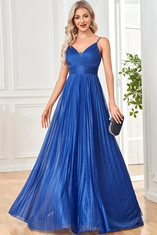 Glitter A-Line Dark Blue Prom Dress