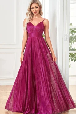 Glitter A-Line Dark Blue Prom Dress