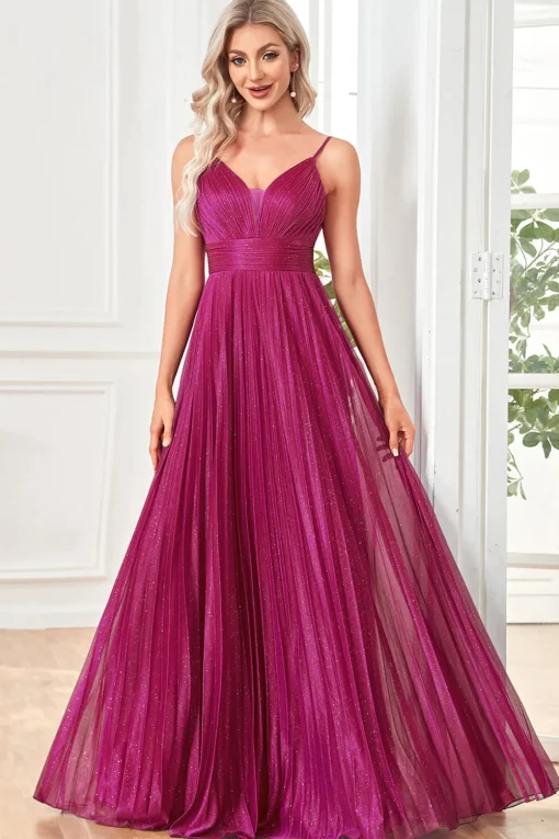 Glitter A-Line Dark Blue Prom Dress