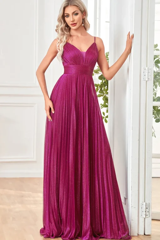 Glitter A-Line Dark Blue Prom Dress