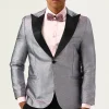Glitter Grey Peak Lapel Men's Prom Blazer