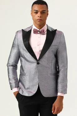 Glitter Grey Peak Lapel Men's Prom Blazer
