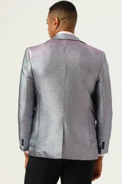 Glitter Grey Peak Lapel Men's Prom Blazer