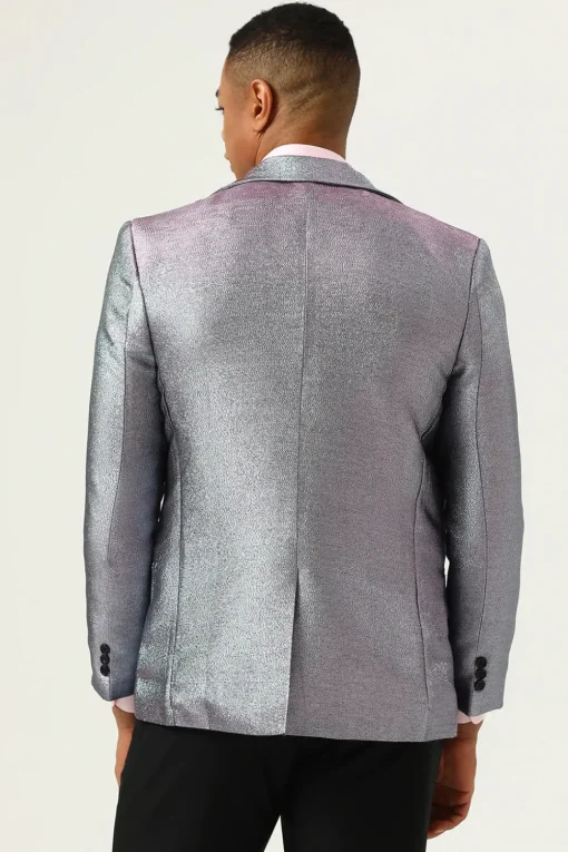 Glitter Grey Peak Lapel Men's Prom Blazer