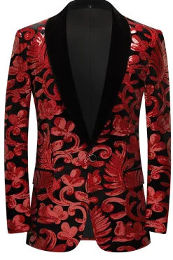 Glitter Red Sequins 2 Piece Men's Suits
