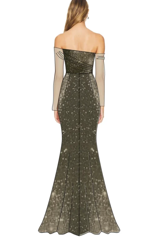 Golden Column One Shoulder Sequin Long Formal Dress