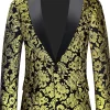 Golden Notched Lapel Jacquard Men's Blazer