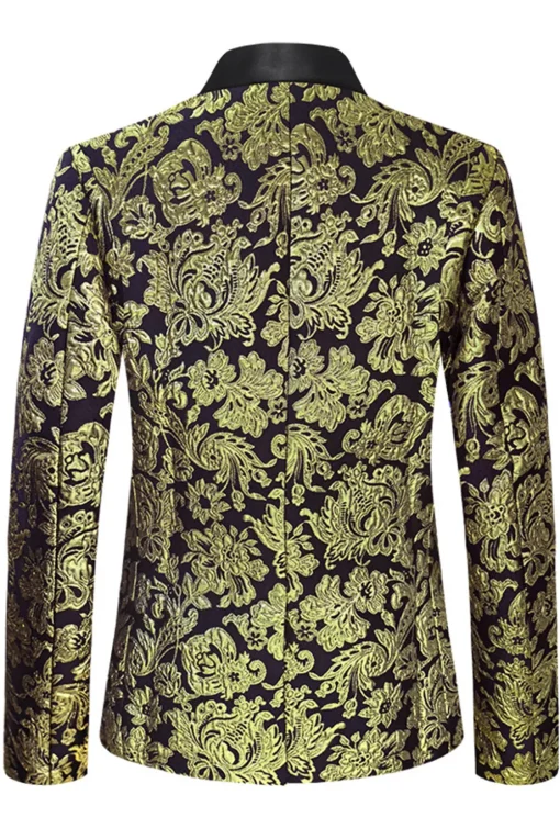 Golden Notched Lapel Jacquard Men's Blazer
