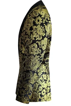 Golden Notched Lapel Jacquard Men's Blazer
