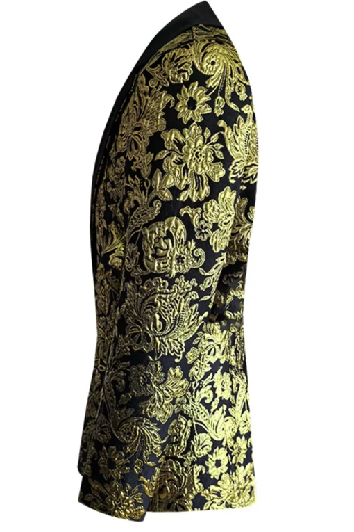 Golden Notched Lapel Jacquard Men's Blazer