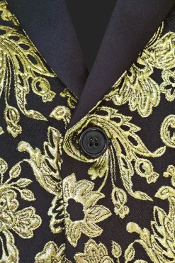 Golden Notched Lapel Jacquard Men's Blazer