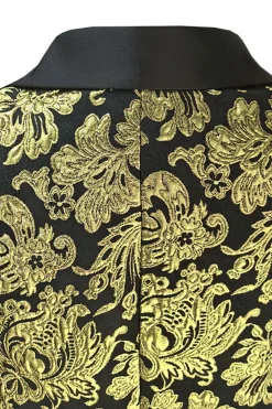 Golden Notched Lapel Jacquard Men's Blazer