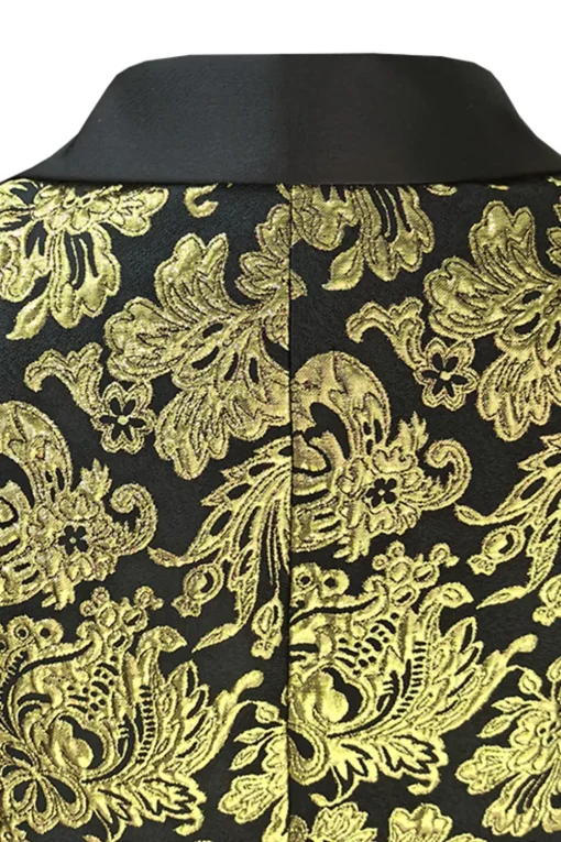 Golden Notched Lapel Jacquard Men's Blazer