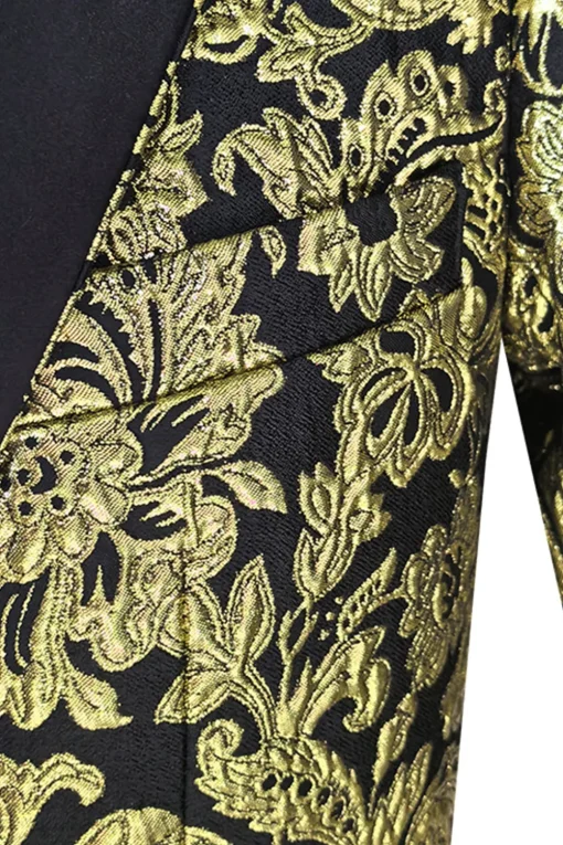 Golden Notched Lapel Jacquard Men's Blazer