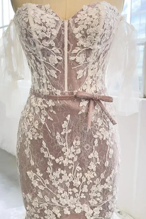Gray Purple Sweetheart Corset Mermaid Wedding Dress with Appliques