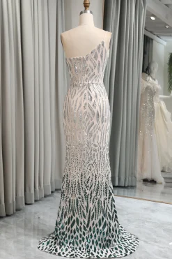 Green Mermaid One Shoulder Sequin Long Prom Dress