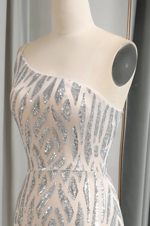 Green Mermaid One Shoulder Sequin Long Prom Dress