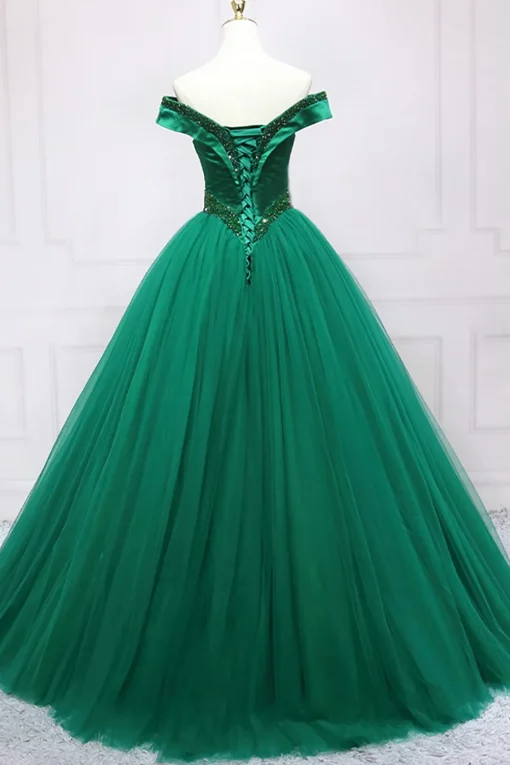 Green Off the Shoulder Quinceanera Dress with Beading