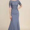 Grey Appliques Mother of Bride Dress