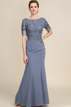 Grey Appliques Mother of Bride Dress